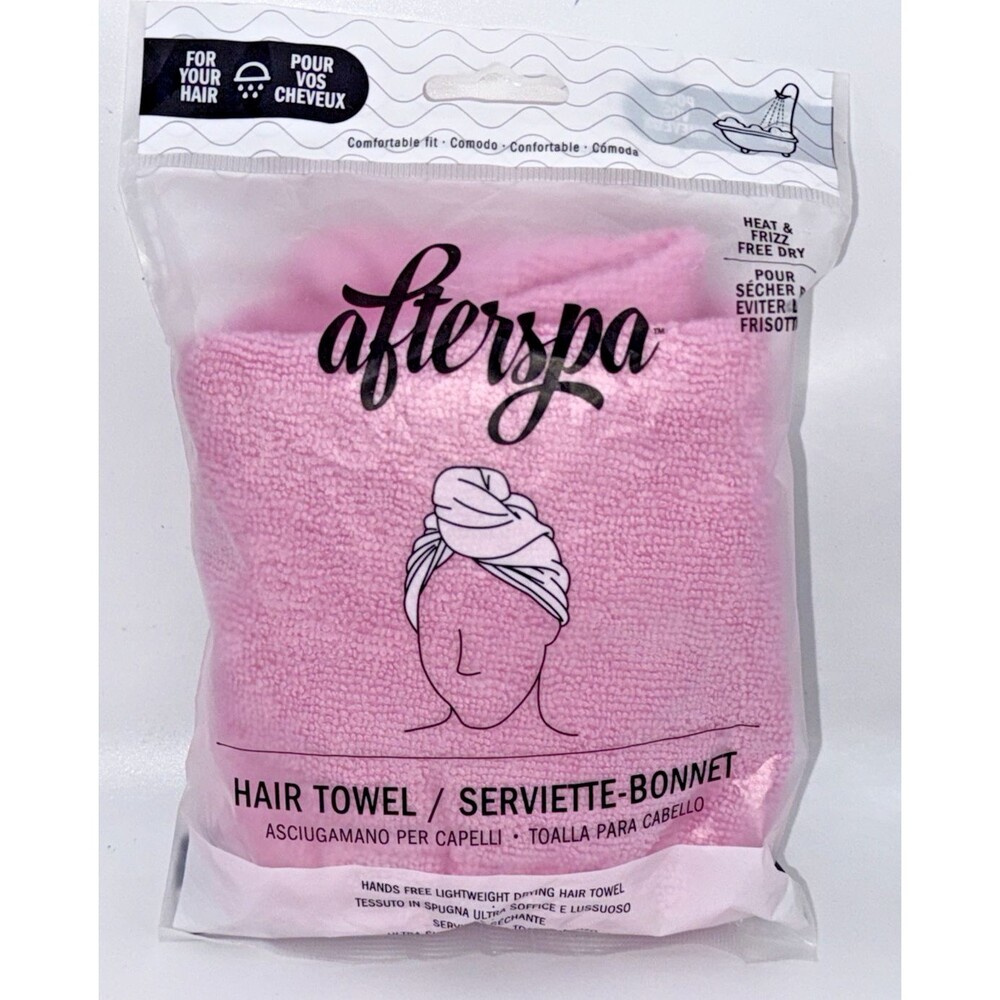 NEW Afterspa Hair Towel Wrap Turban PINK Microfiber Quick Dry Sealed in Package